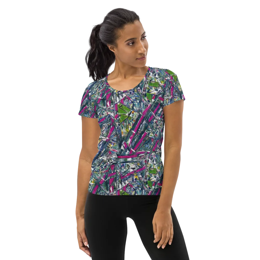Jewel Distortion on Women's Athletic T-Shirt — Front