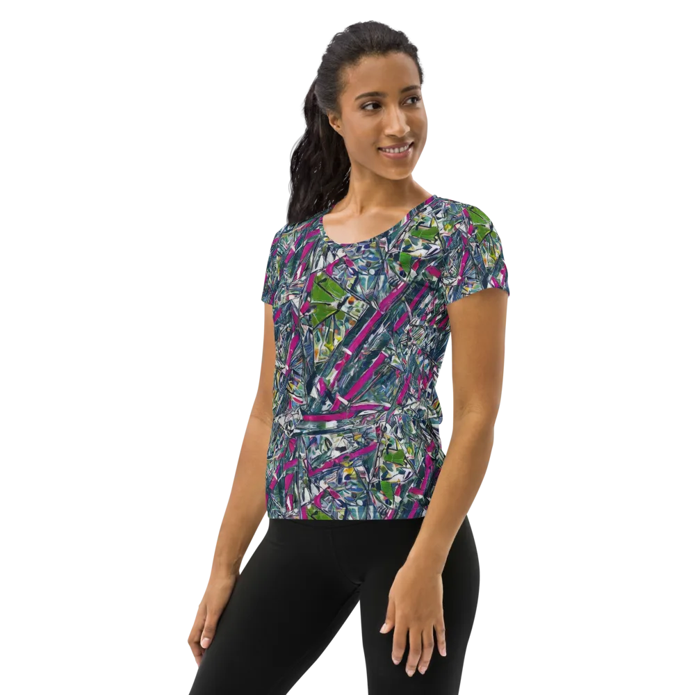 Jewel Distortion on Women's Athletic T-Shirt — Left