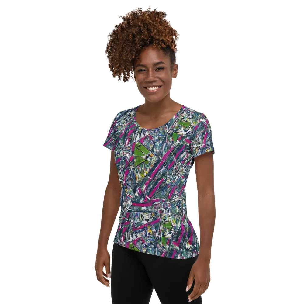 Jewel Distortion on Women's Athletic T-Shirt — Left