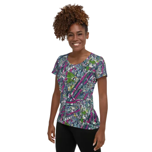 Jewel Distortion on a Women's Athletic T-Shirt