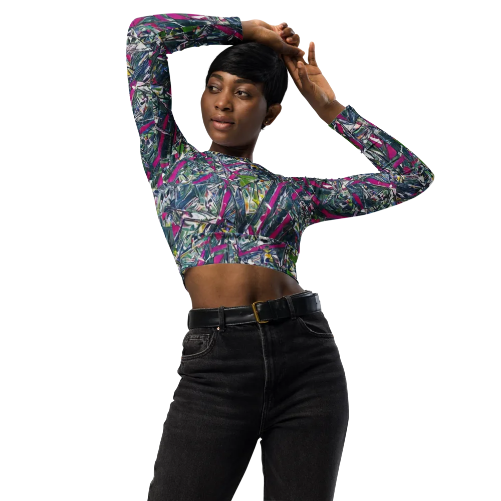 Jewel Distortion on Long Sleeve Crop Top — Front
