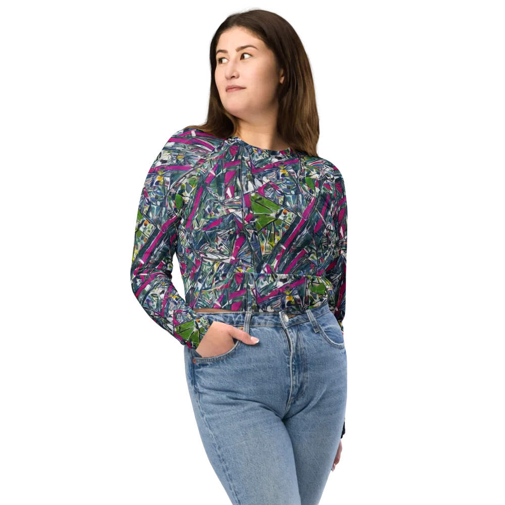Jewel Distortion on Long Sleeve Crop Top — Front