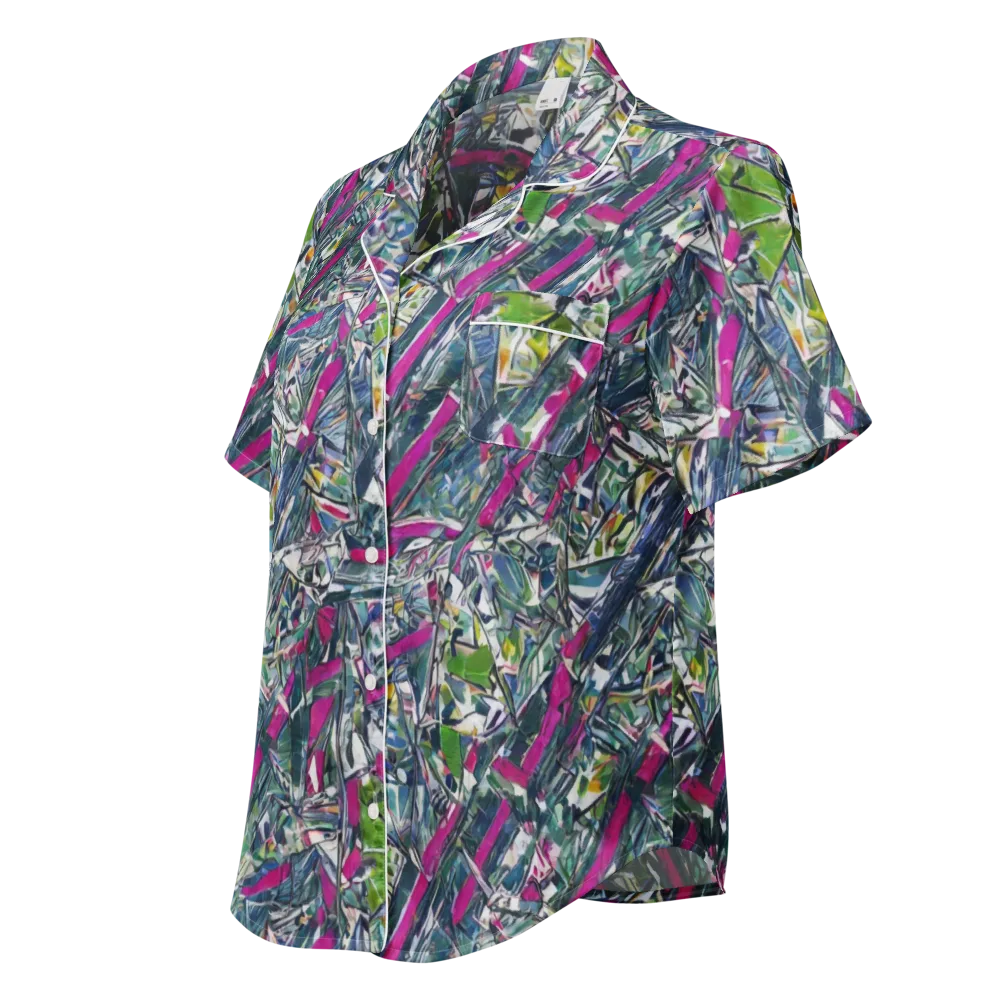 Jewel Distortion on Women's Short Sleeve Pajama Top — Left Front