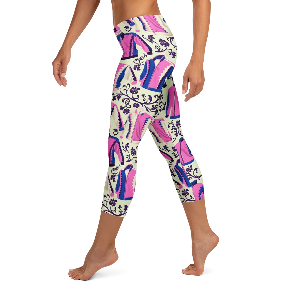 Neon Folklore on Capri Leggings — Left