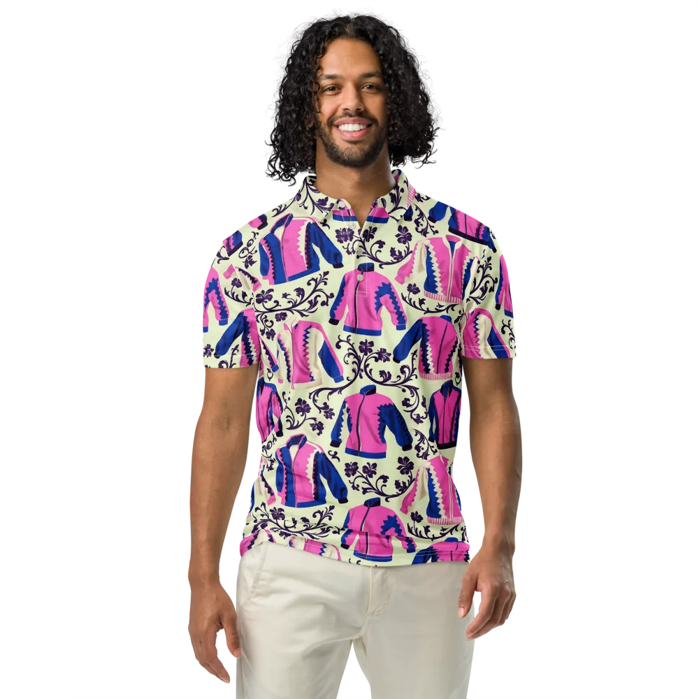 Neon Folklore on Men's Slim Fit Polo Shirt — Front