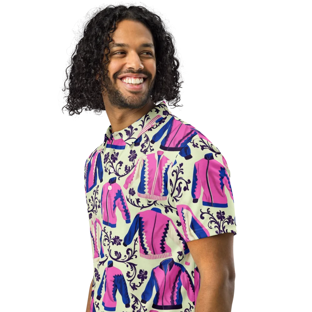 Neon Folklore on Men's Slim Fit Polo Shirt — Left Front