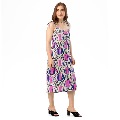 Neon Folklore on a Slip Dress