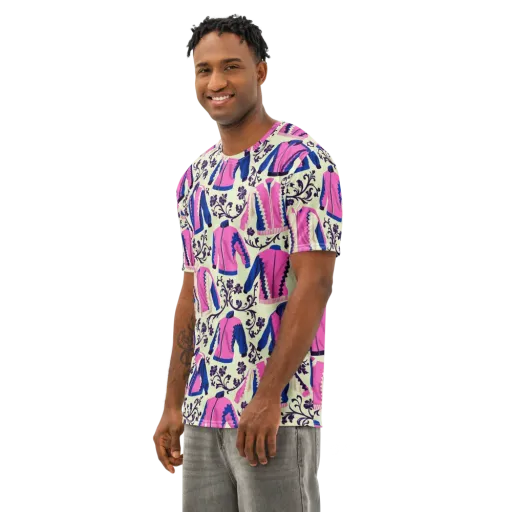 Neon Folklore on a Men's Cotton Crew Neck T-Shirt