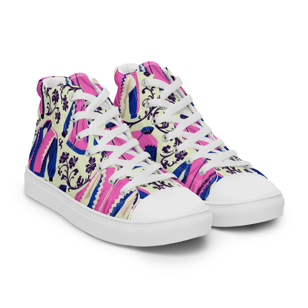 Neon Folklore on Men's High Top Canvas Shoes — Right Front