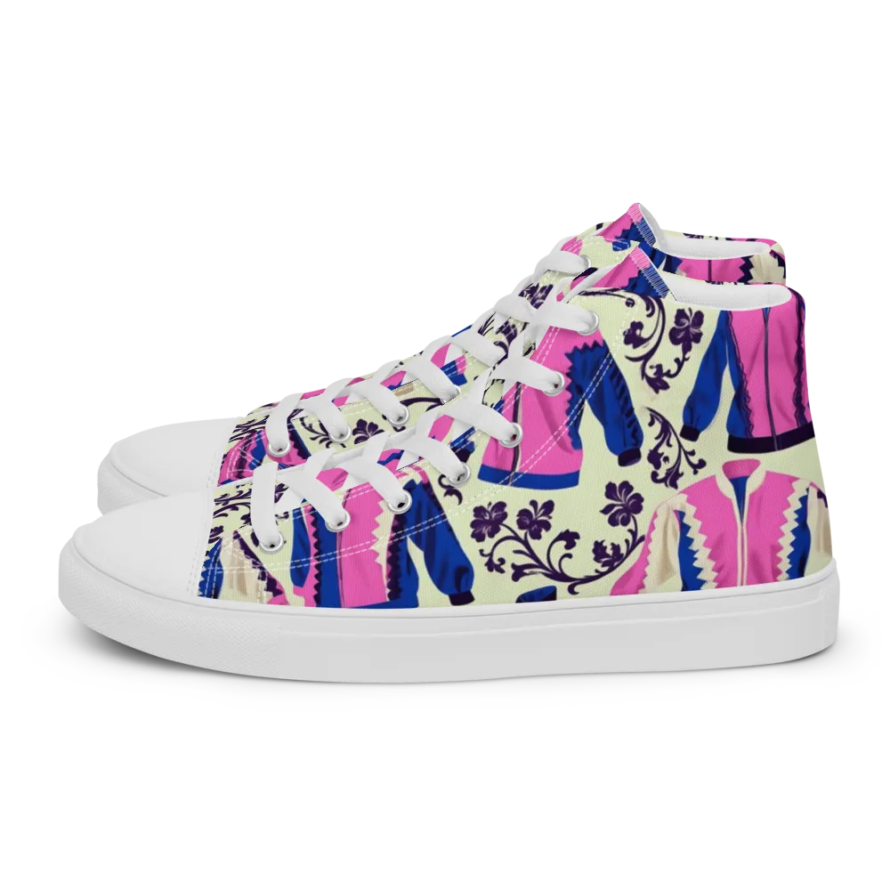 Neon Folklore on Men's High Top Canvas Shoes — Left