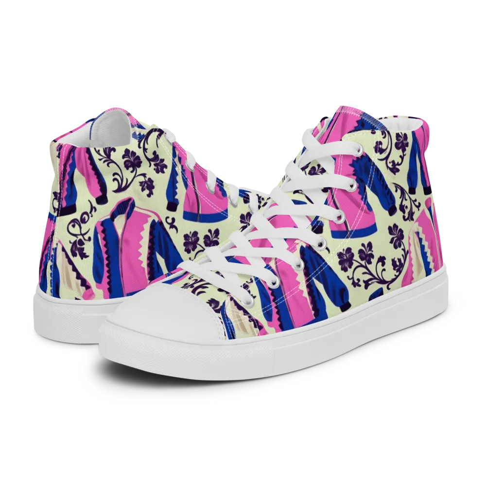 Neon Folklore on Men's High Top Canvas Shoes — Left