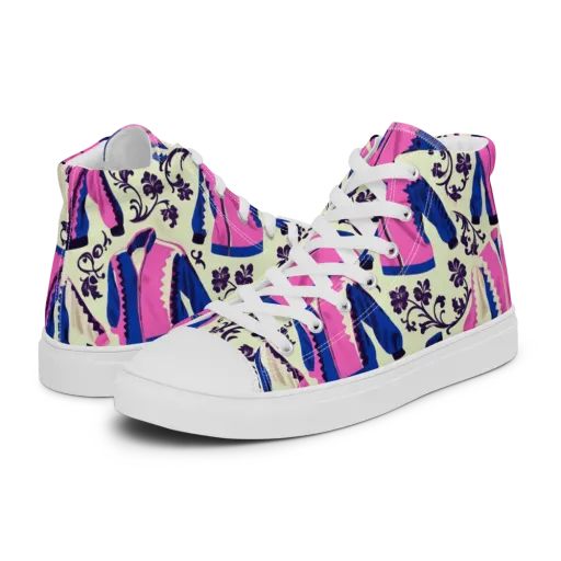 Neon Folklore on a Men's High Top Canvas Shoes