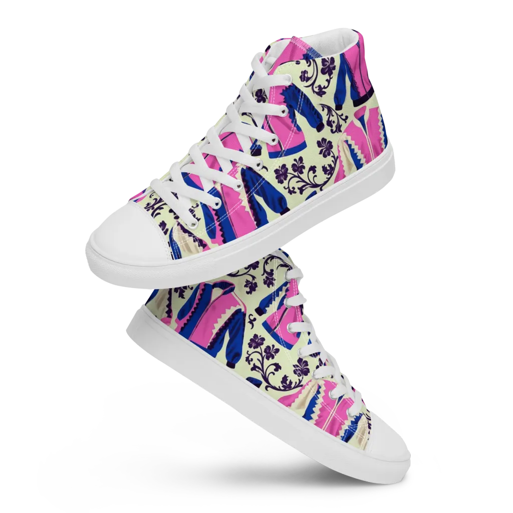 Neon Folklore on Women's High Top Canvas Shoes — Front