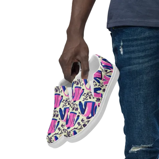 Neon Folklore on a Men's Slip-On Canvas Shoes
