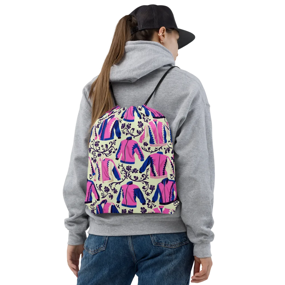 Neon Folklore on Drawstring Bag — Front