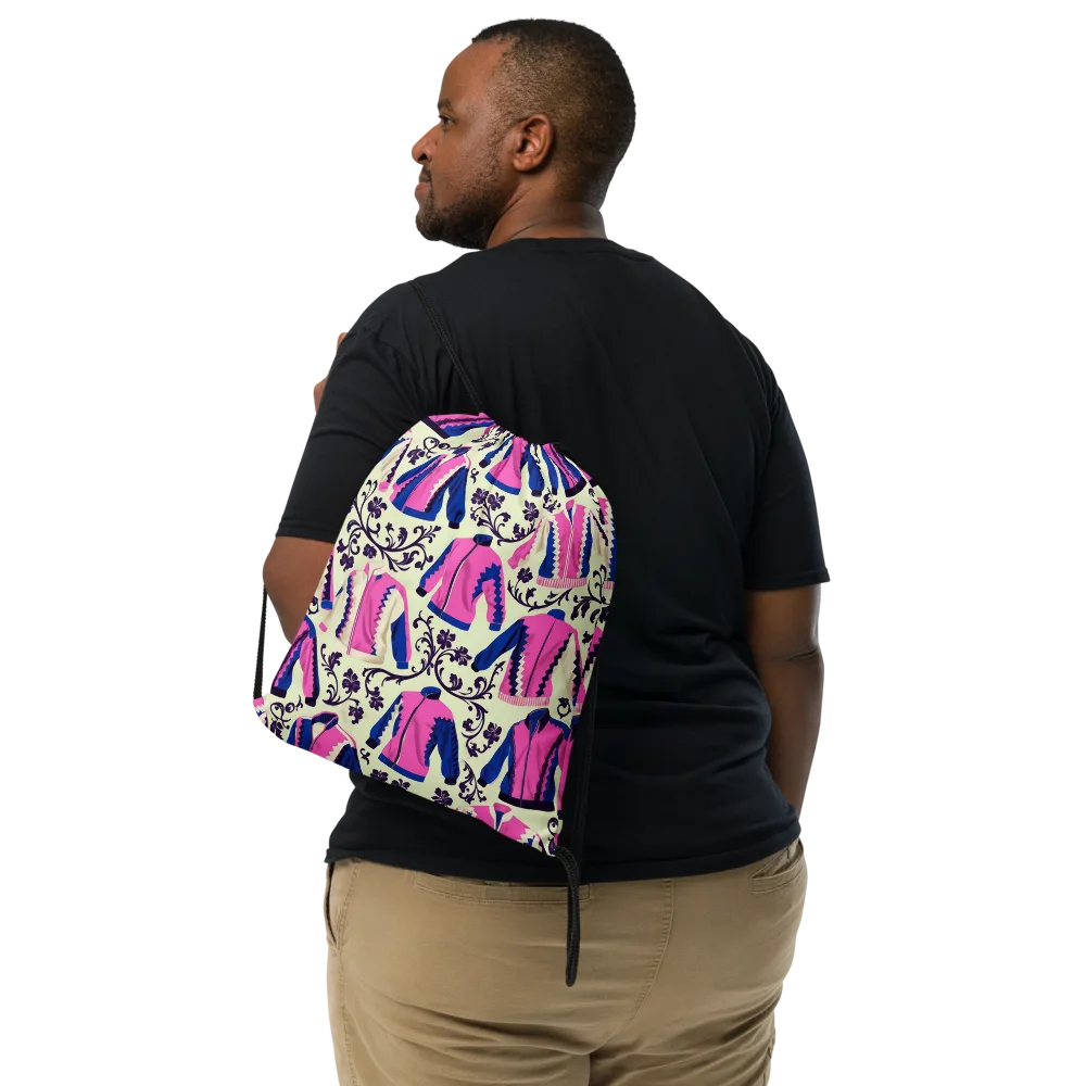 Neon Folklore on Drawstring Bag — Front