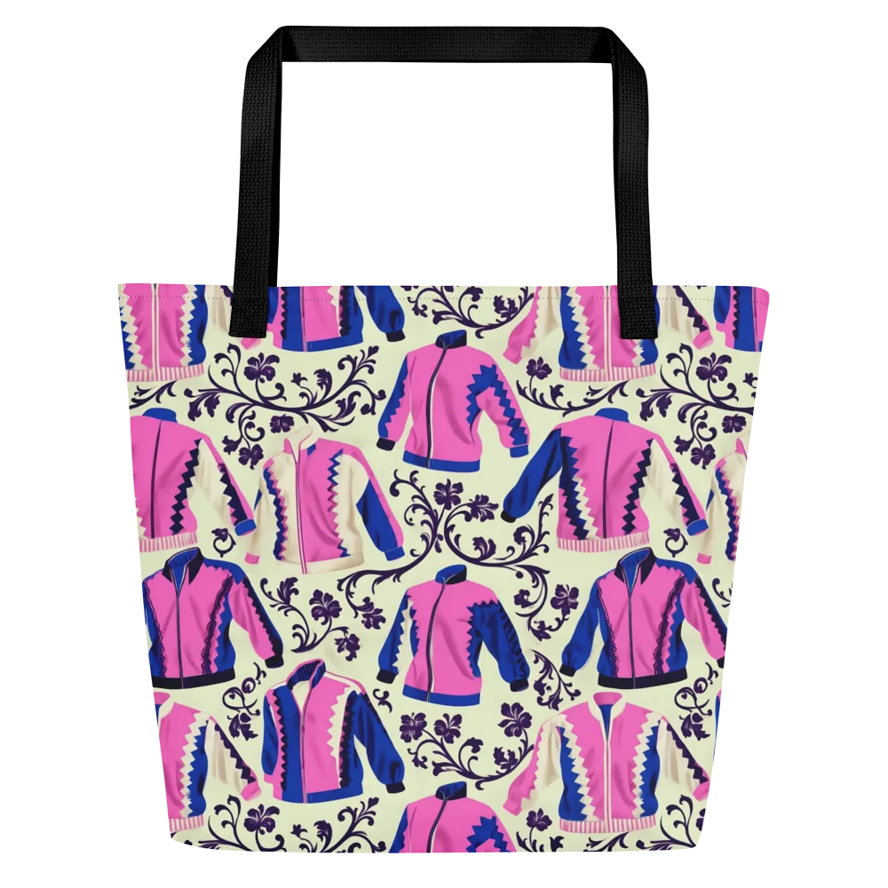 Neon Folklore on Large Tote Bag W/ Pocket — Front