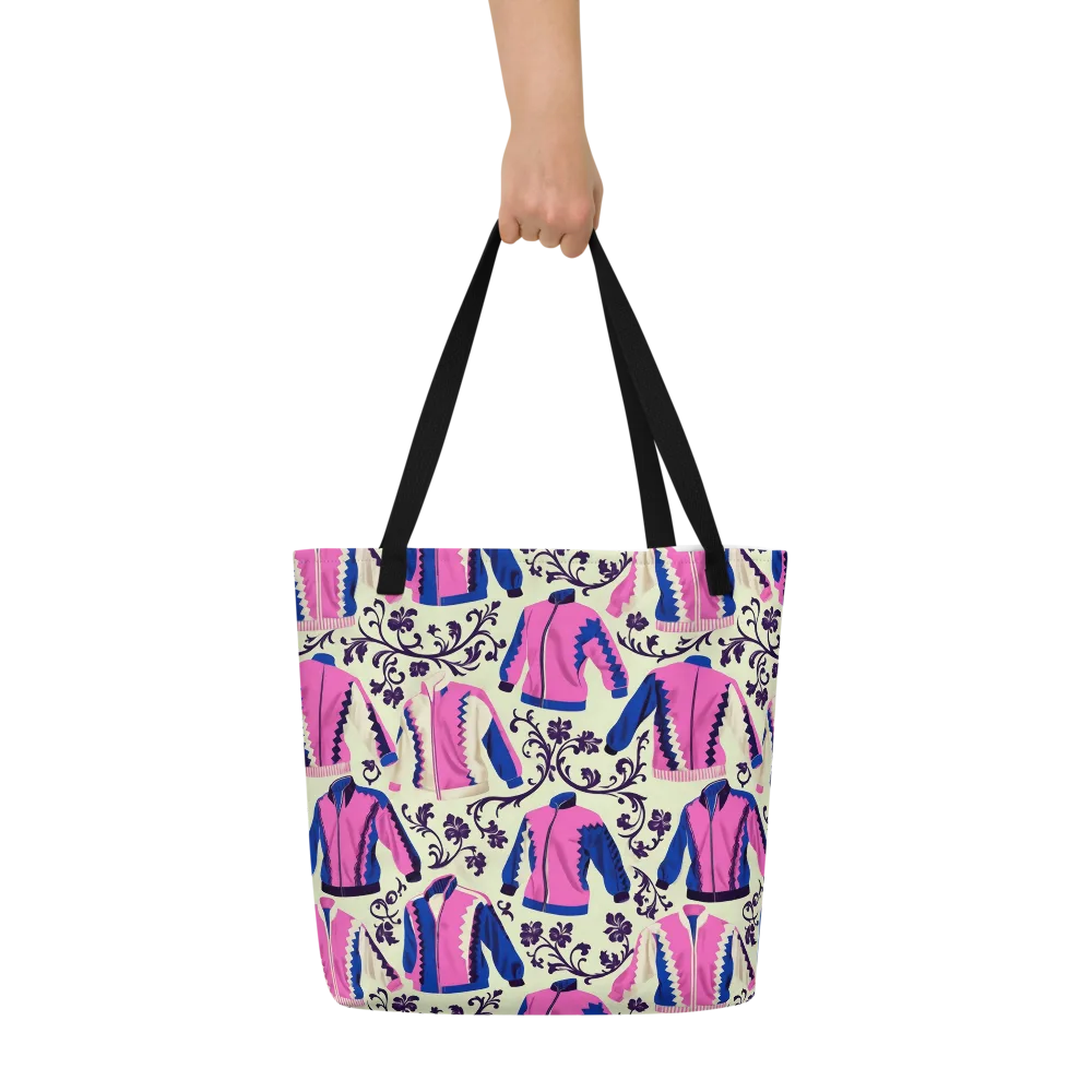 Neon Folklore on Large Tote Bag W/ Pocket — Front