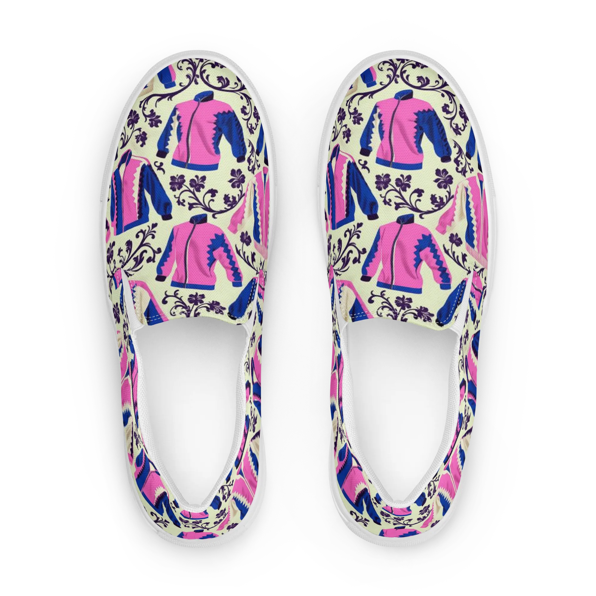 Neon Folklore on Women's Slip-On Canvas Shoes — Front