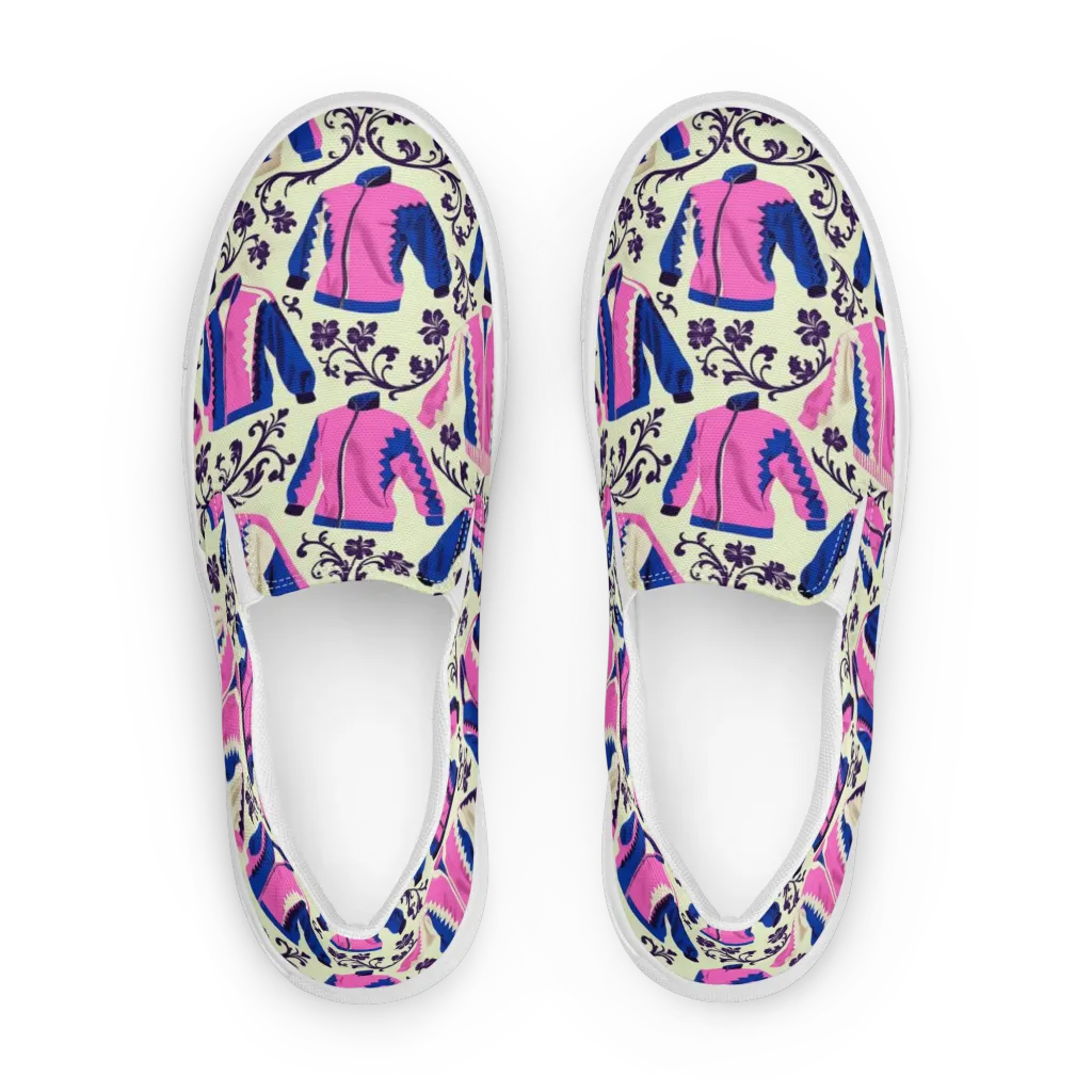 Neon Folklore on Women's Slip-On Canvas Shoes — Front
