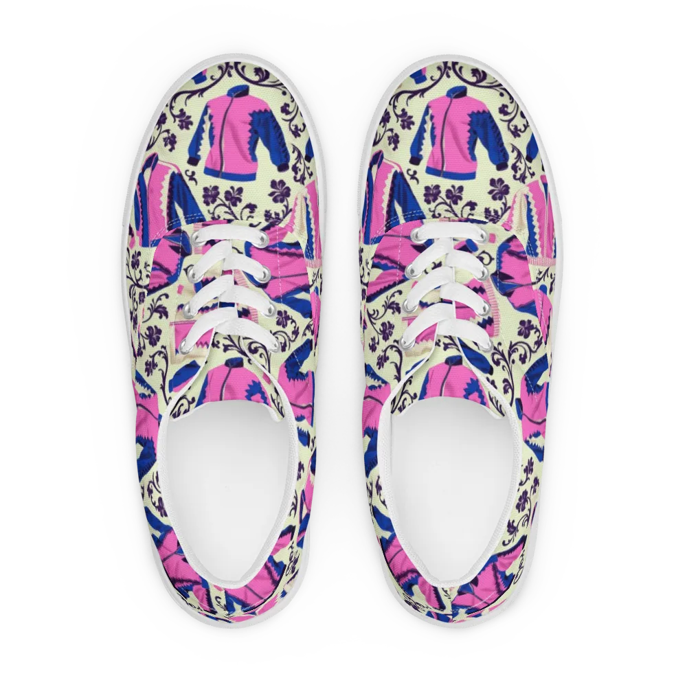 Neon Folklore on Men's Lace-Up Canvas Shoes — Front