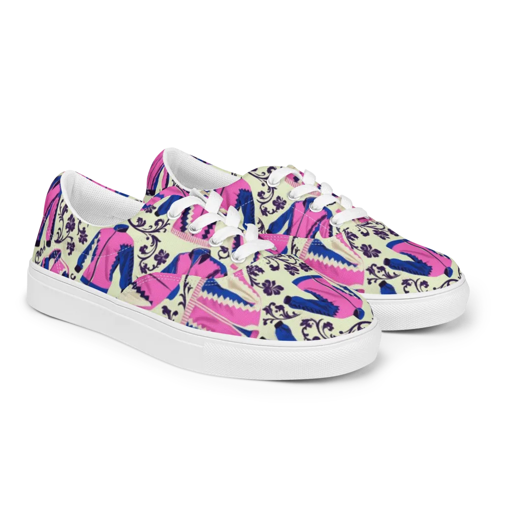 Neon Folklore on Men's Lace-Up Canvas Shoes — Right Front
