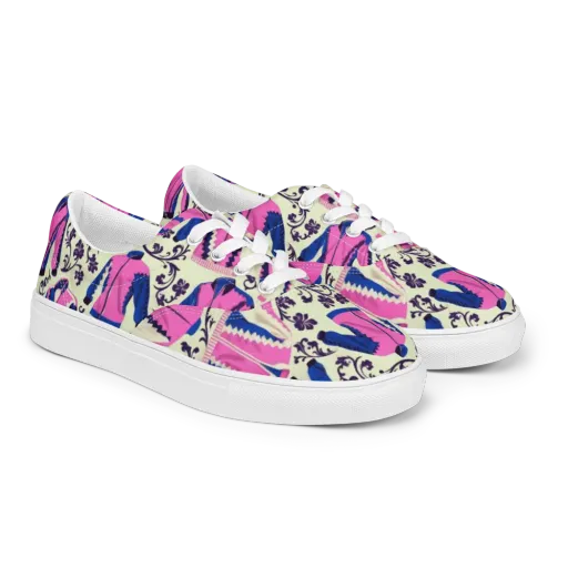 Neon Folklore on a Men's Lace-Up Canvas Shoes