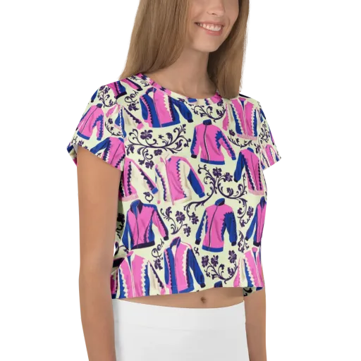 Neon Folklore on a Crop Tee