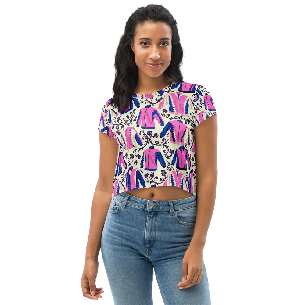 Neon Folklore on Crop Tee — Front