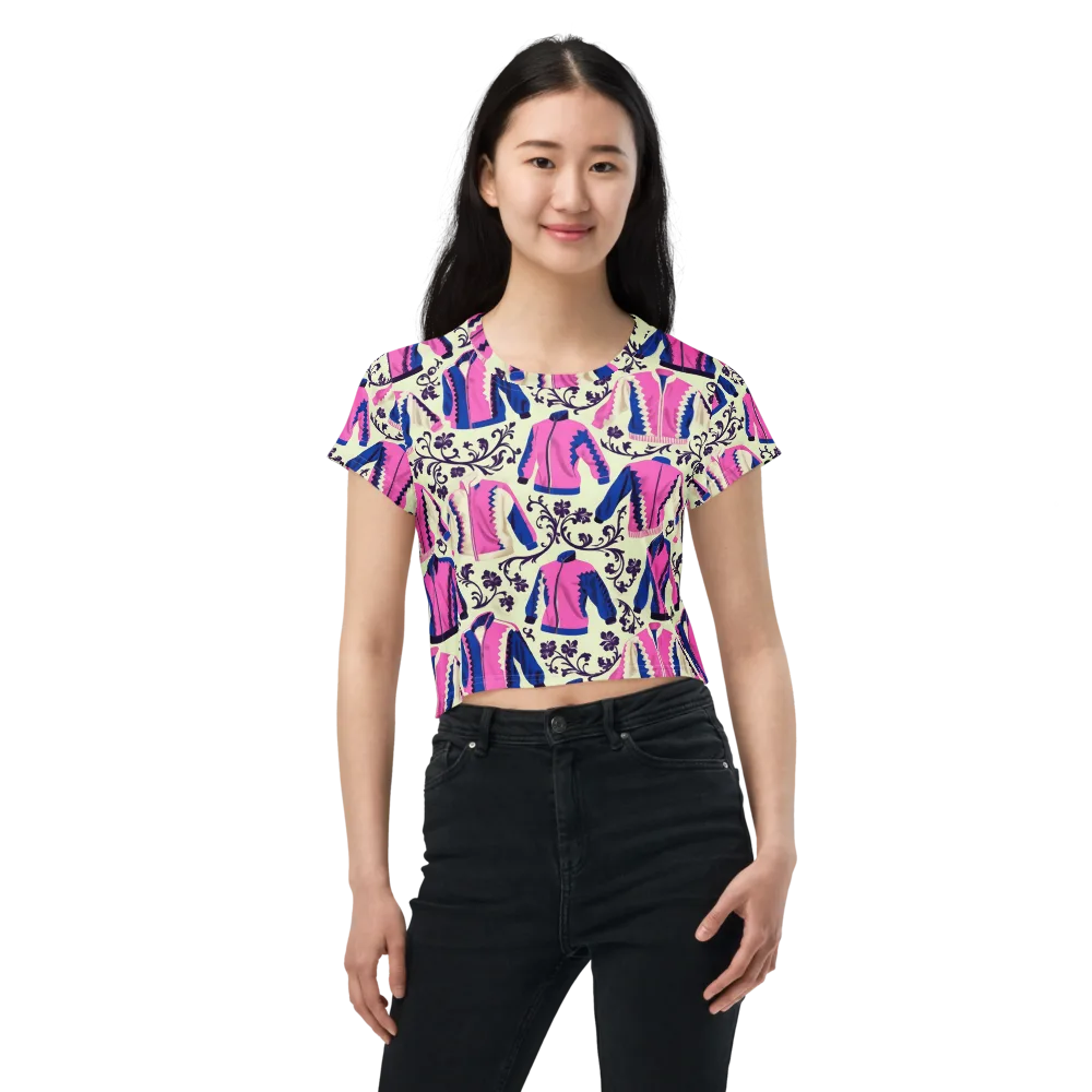Neon Folklore on Crop Tee — Front