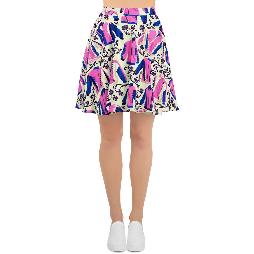 Neon Folklore on Skater Skirt — Front