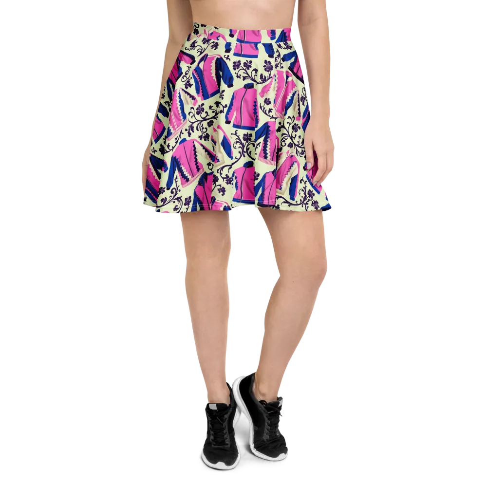 Neon Folklore on Skater Skirt — Front