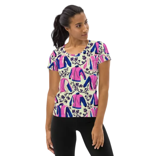 Neon Folklore on a Women's Athletic T-Shirt