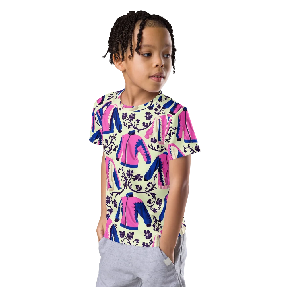 Neon Folklore on Kids Crew Neck T-Shirt — Left Front