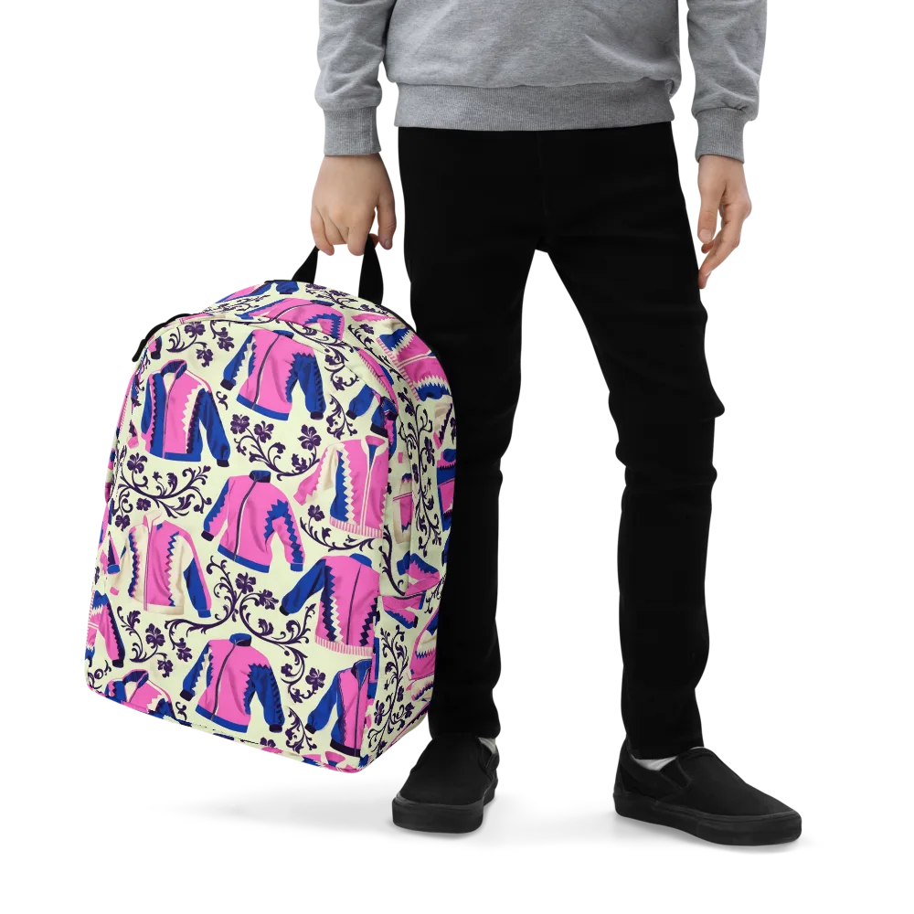 Neon Folklore on Minimalist Backpack — Zoomed-in