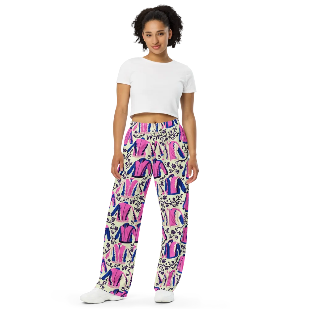 Neon Folklore on Wide-Leg Pants — Front
