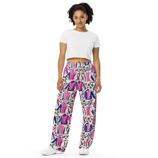 Neon Folklore on a Wide-Leg Pants
