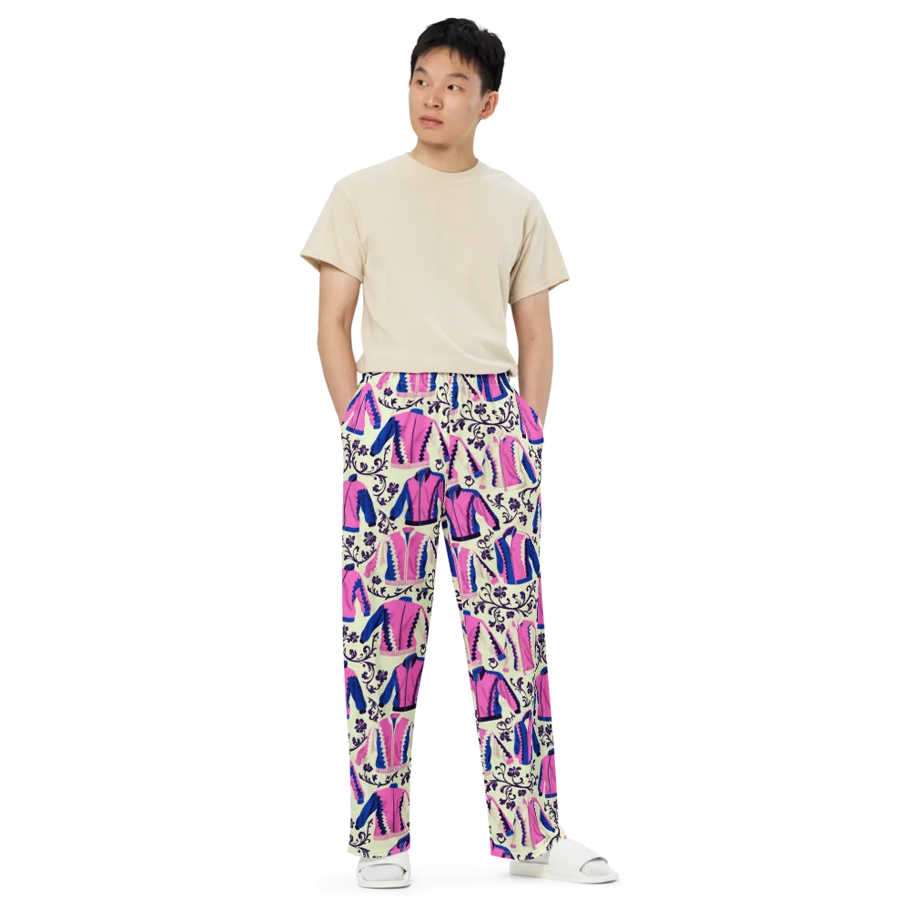 Neon Folklore on Wide-Leg Pants — Front