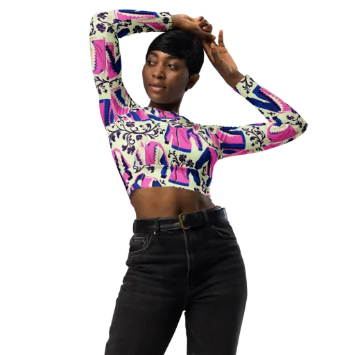 Neon Folklore on a Long Sleeve Crop Top