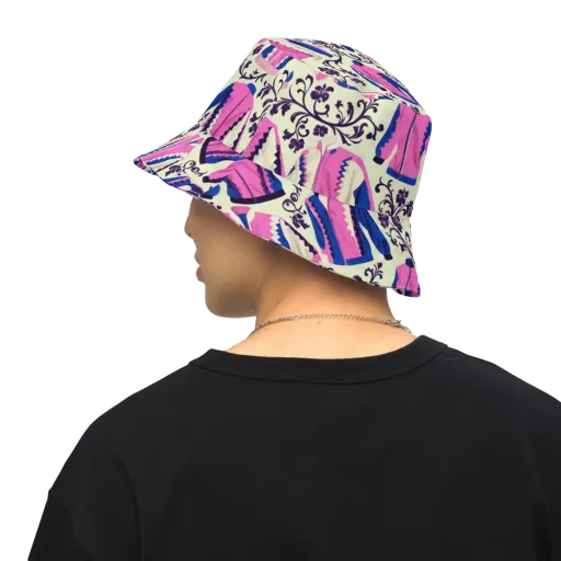 Neon Folklore on a Reversible Bucket Hat
