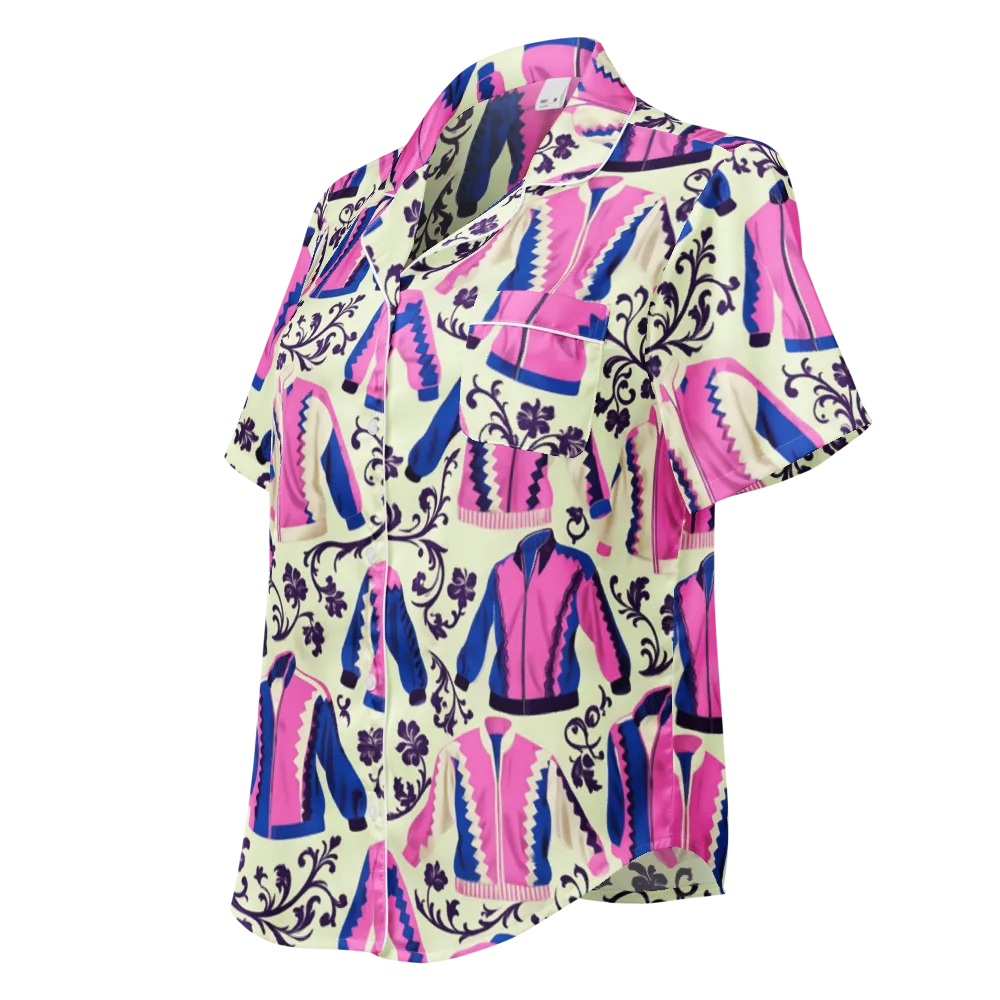 Neon Folklore on Women's Short Sleeve Pajama Top — Left Front