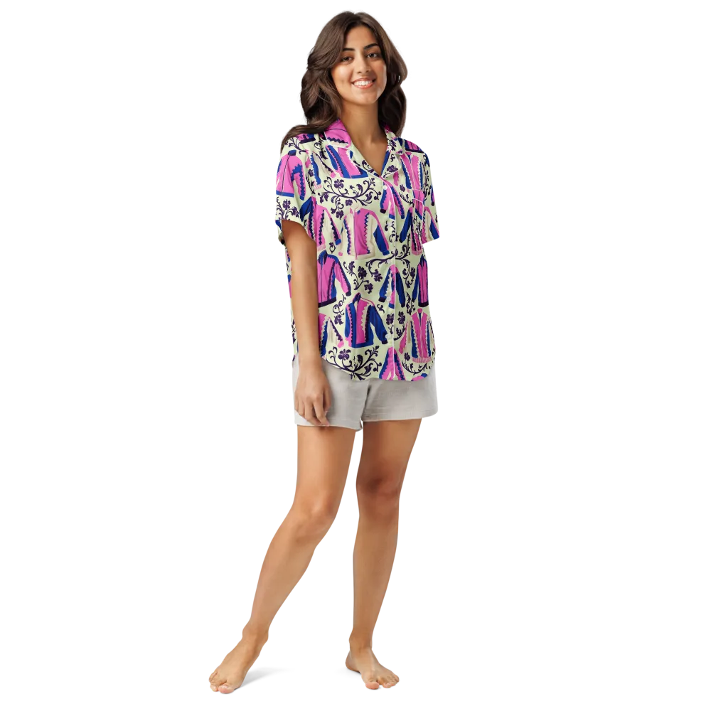 Neon Folklore on Women's Short Sleeve Pajama Top — Front