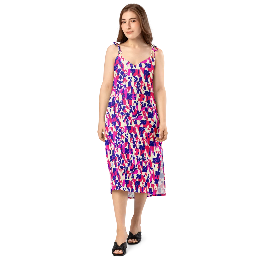 Midnight Fuchsia on Slip Dress — Front