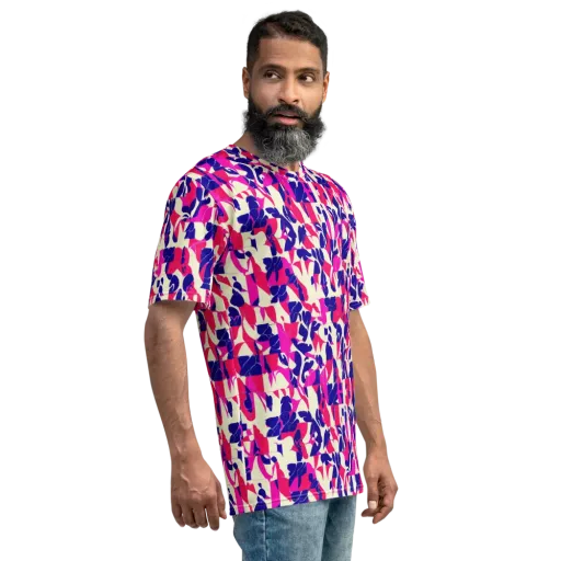 Midnight Fuchsia on a Men's Crew Neck T-Shirt