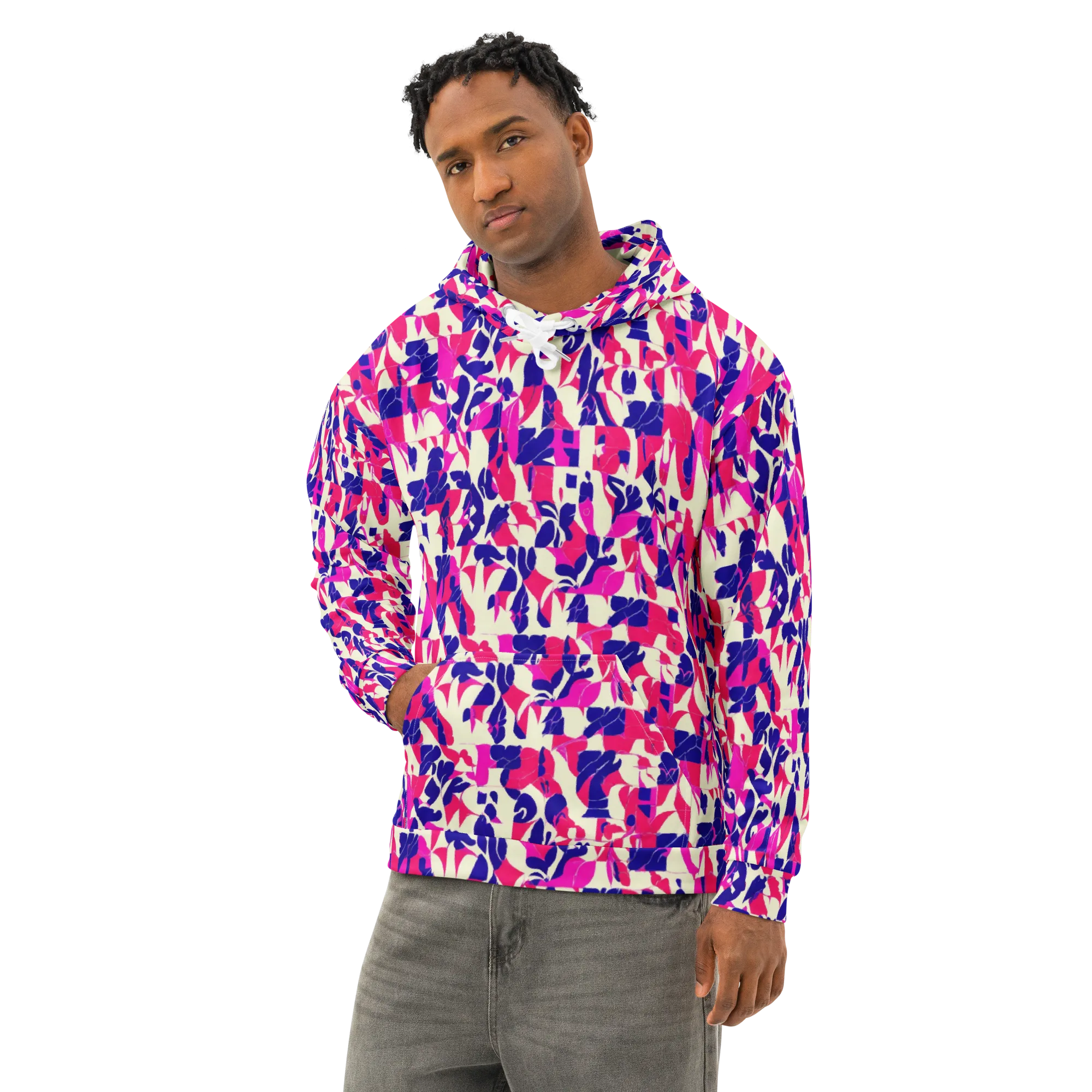 Midnight Fuchsia on Cotton Hoodie — Left Front