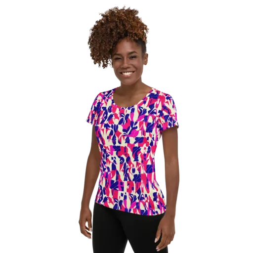 Midnight Fuchsia on a Women's Athletic T-Shirt