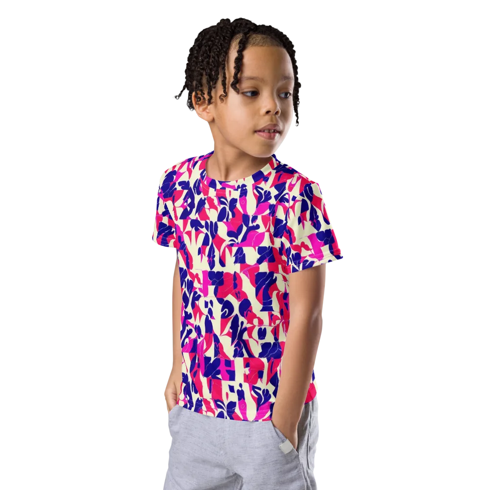 Midnight Fuchsia on Kids Crew Neck T-Shirt — Left Front