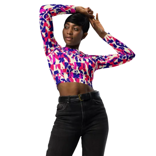 Midnight Fuchsia on a Long Sleeve Crop Top