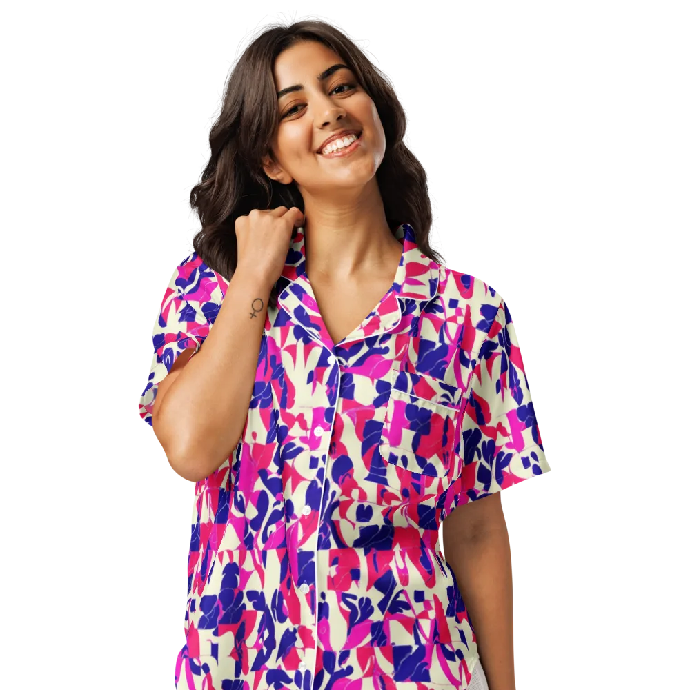 Midnight Fuchsia on Women's Short Sleeve Pajama Top — Front