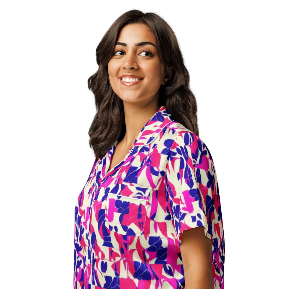Midnight Fuchsia on Women's Short Sleeve Pajama Top — Left Front